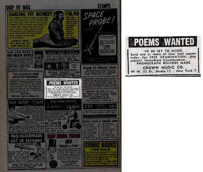 A small advertisement in Fantastic Four #65 (August 1967).
