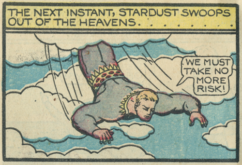 A panel from a Stardust story, by Fletcher Hanks, from  #15 (February 1941).