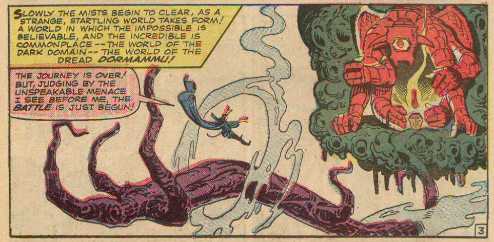 A panel from a Dr. Strange story by Stan Lee and Steve Ditko from126  #126 (November 1964).